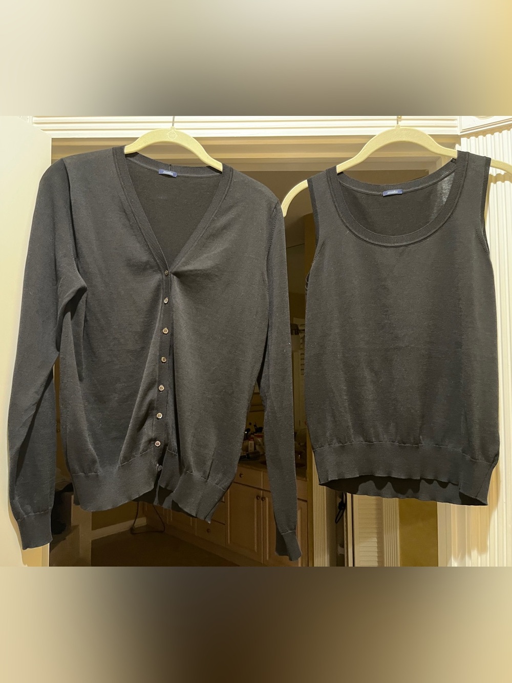 Malo Italy Black Button Cardigan Set 100% Cotton S